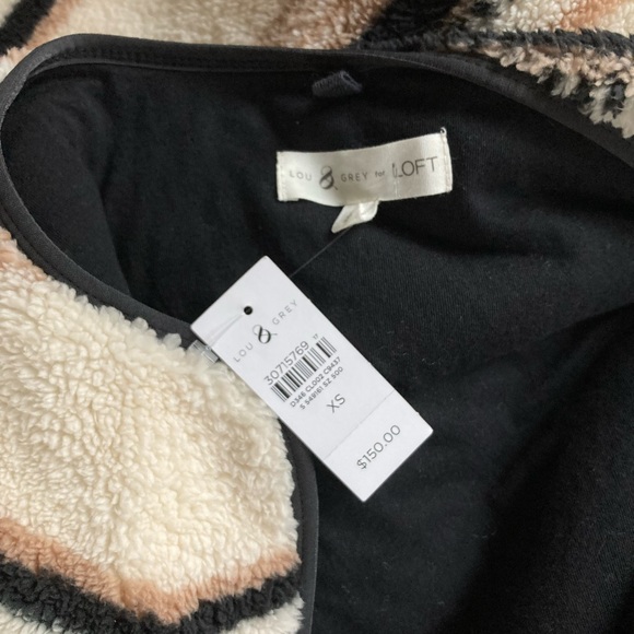 NWT Lou & Grey LOFT Sherpa Striped Jacket XS - Picture 7 of 7